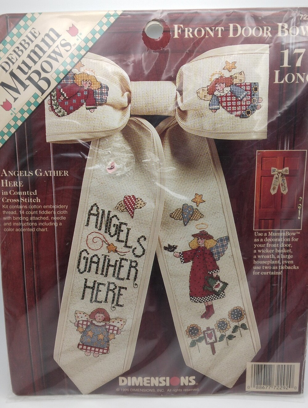 Vintage Dimensions Debbie Mumm Front Door Bow Angels Gather Here 17" Kit